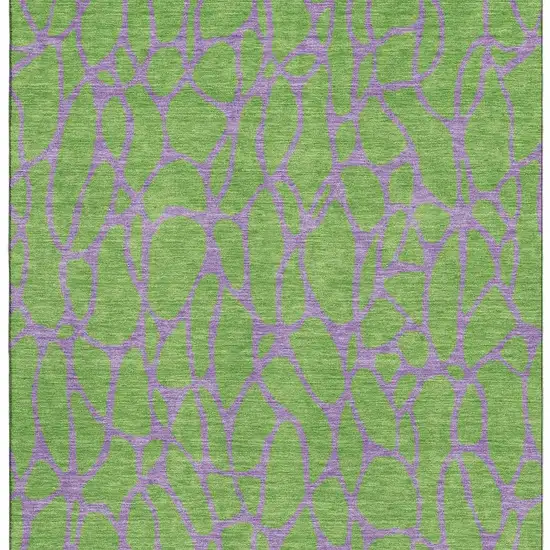 Lime Green And Purple Geometric Washable Area Rug With UV Protection Photo 3