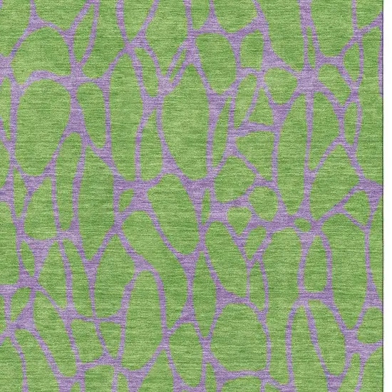 Lime Green And Purple Geometric Washable Area Rug With UV Protection Photo 2
