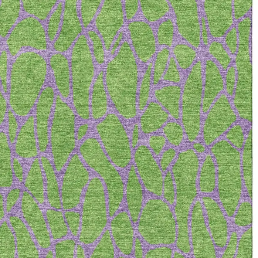 Lime Green And Purple Geometric Washable Area Rug With UV Protection Photo 2
