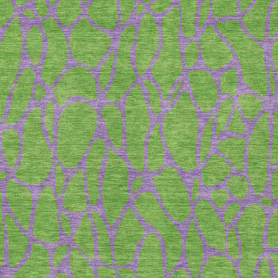 Lime Green And Purple Geometric Washable Indoor Outdoor Area Rug Photo 6