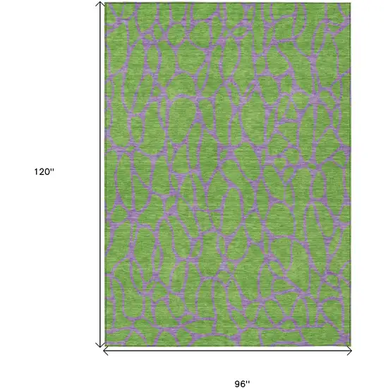 Lime Green And Purple Geometric Washable Indoor Outdoor Area Rug Photo 3