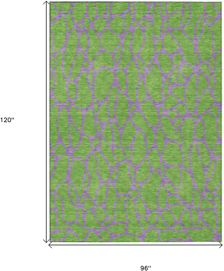 Lime Green And Purple Geometric Washable Indoor Outdoor Area Rug Photo 3