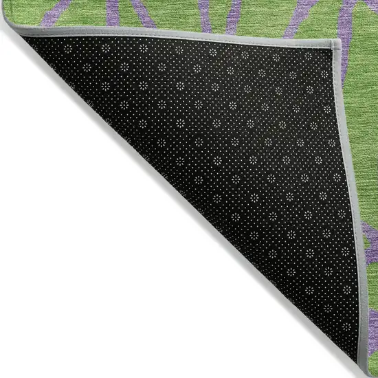 Lime Green And Purple Geometric Washable Indoor Outdoor Area Rug Photo 4