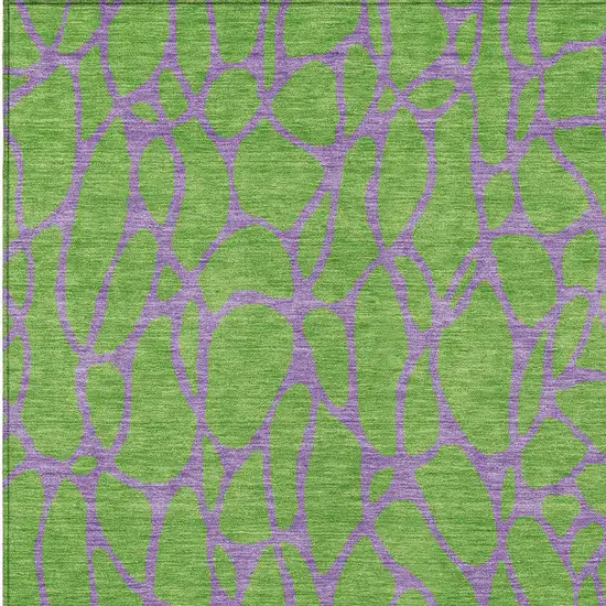 Lime Green And Purple Geometric Washable Indoor Outdoor Area Rug Photo 6