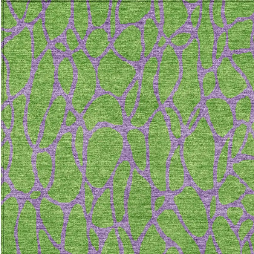 Lime Green And Purple Geometric Washable Indoor Outdoor Area Rug Photo 6