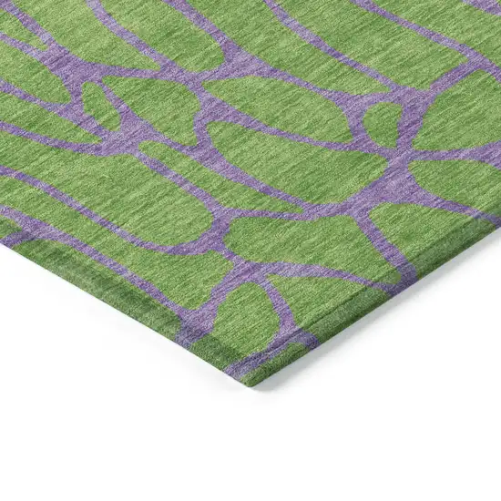 Lime Green And Purple Geometric Washable Indoor Outdoor Area Rug Photo 5