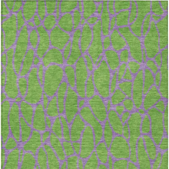 Lime Green And Purple Geometric Washable Indoor Outdoor Area Rug Photo 6