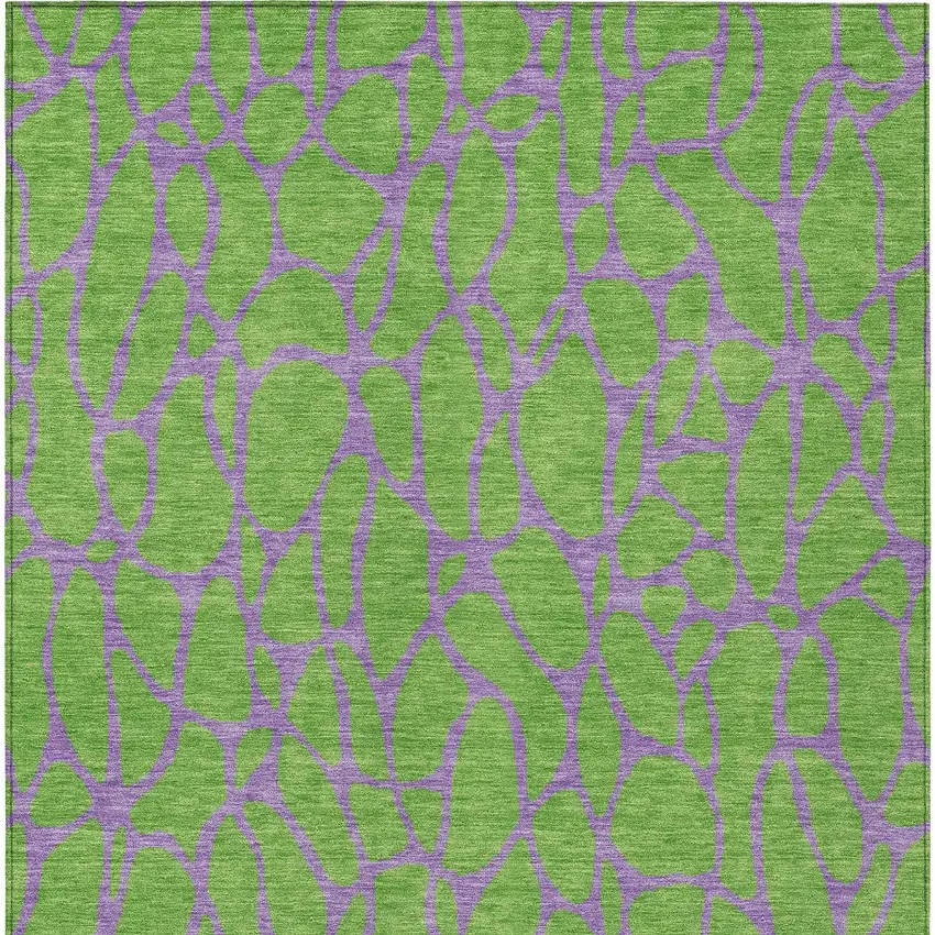 Lime Green And Purple Geometric Washable Indoor Outdoor Area Rug Photo 6