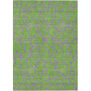Photo of Lime Green And Purple Geometric Washable Indoor Outdoor Area Rug