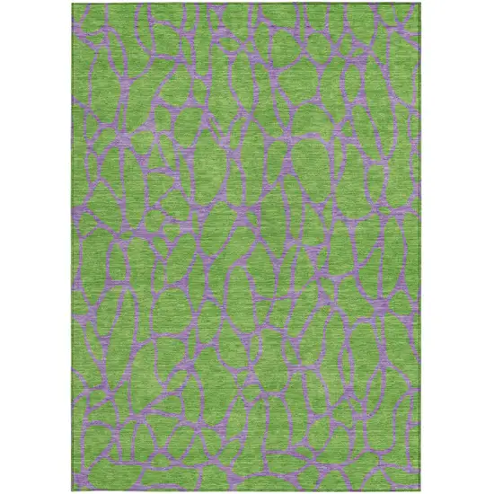 Lime Green And Purple Geometric Washable Indoor Outdoor Area Rug Photo 7