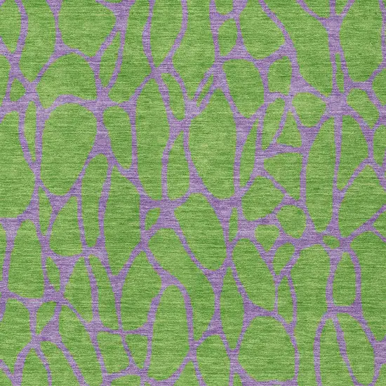 Lime Green And Purple Geometric Washable Indoor Outdoor Area Rug Photo 6
