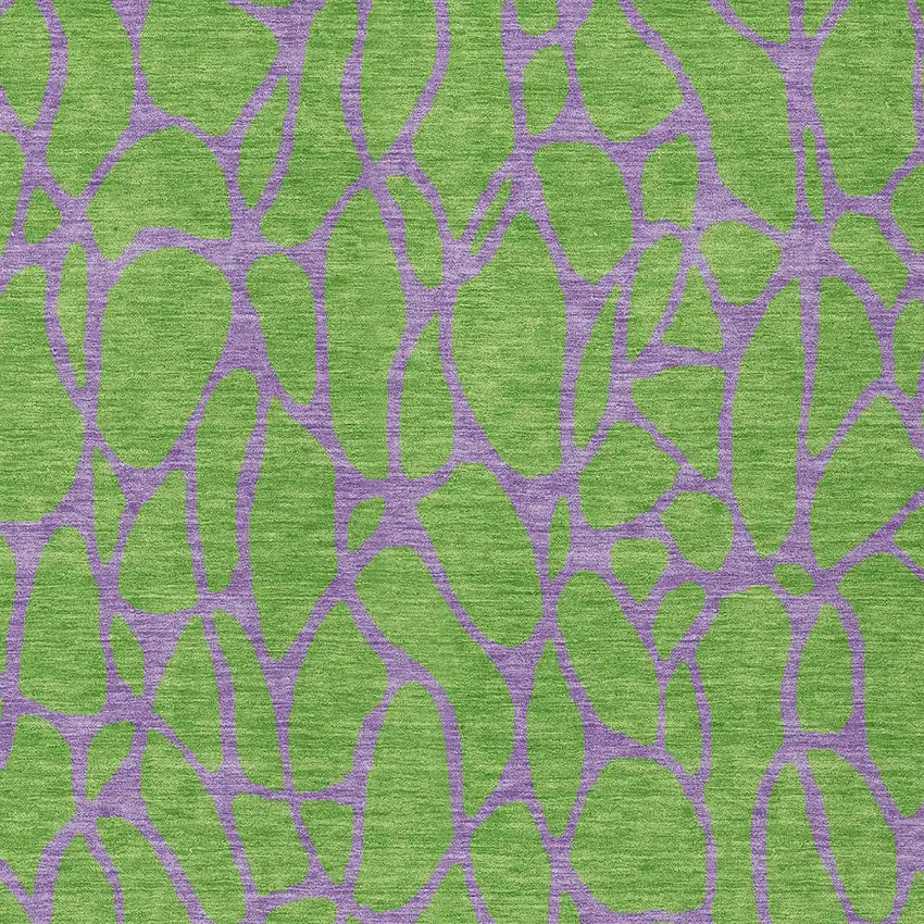 Lime Green And Purple Geometric Washable Indoor Outdoor Area Rug Photo 6