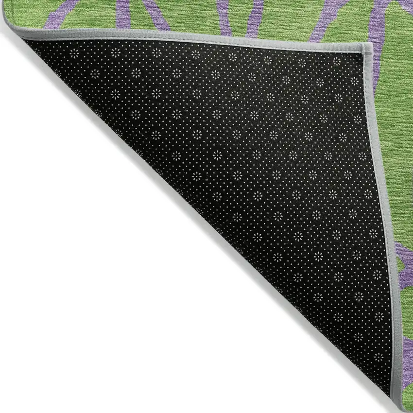 Lime Green And Purple Geometric Washable Indoor Outdoor Area Rug Photo 4