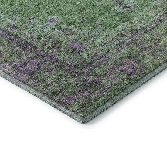 Lime Green And Purple Medallion Washable Area Rug With UV Protection Photo 7