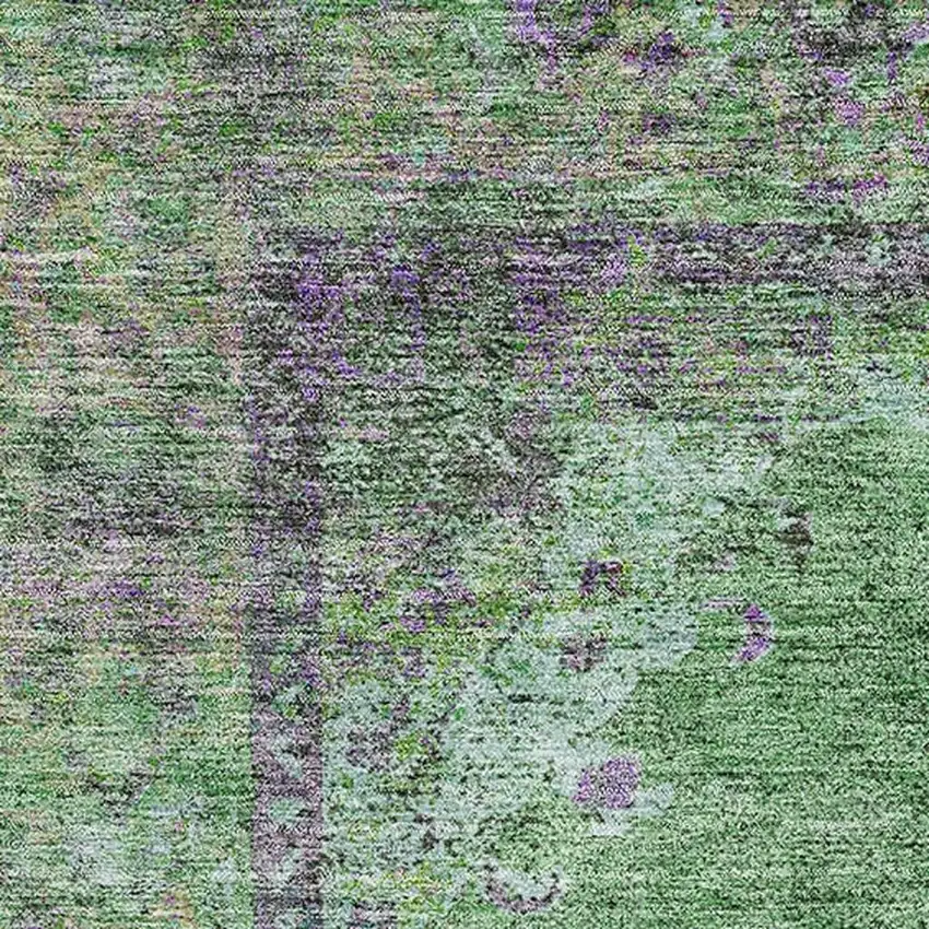 Lime Green And Purple Medallion Washable Area Rug With UV Protection Photo 3