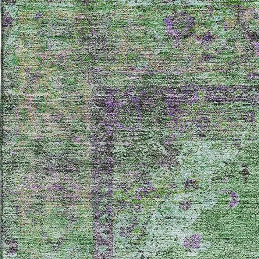 Lime Green And Purple Medallion Washable Area Rug With UV Protection Photo 3