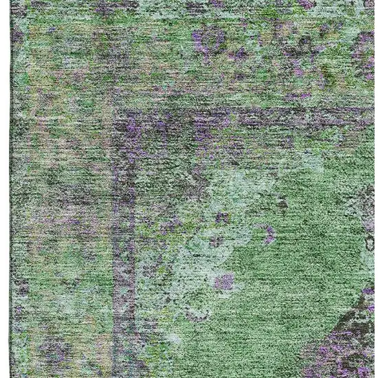 Lime Green And Purple Medallion Washable Area Rug With UV Protection Photo 4