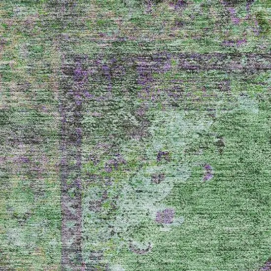 Lime Green And Purple Medallion Washable Area Rug With UV Protection Photo 3