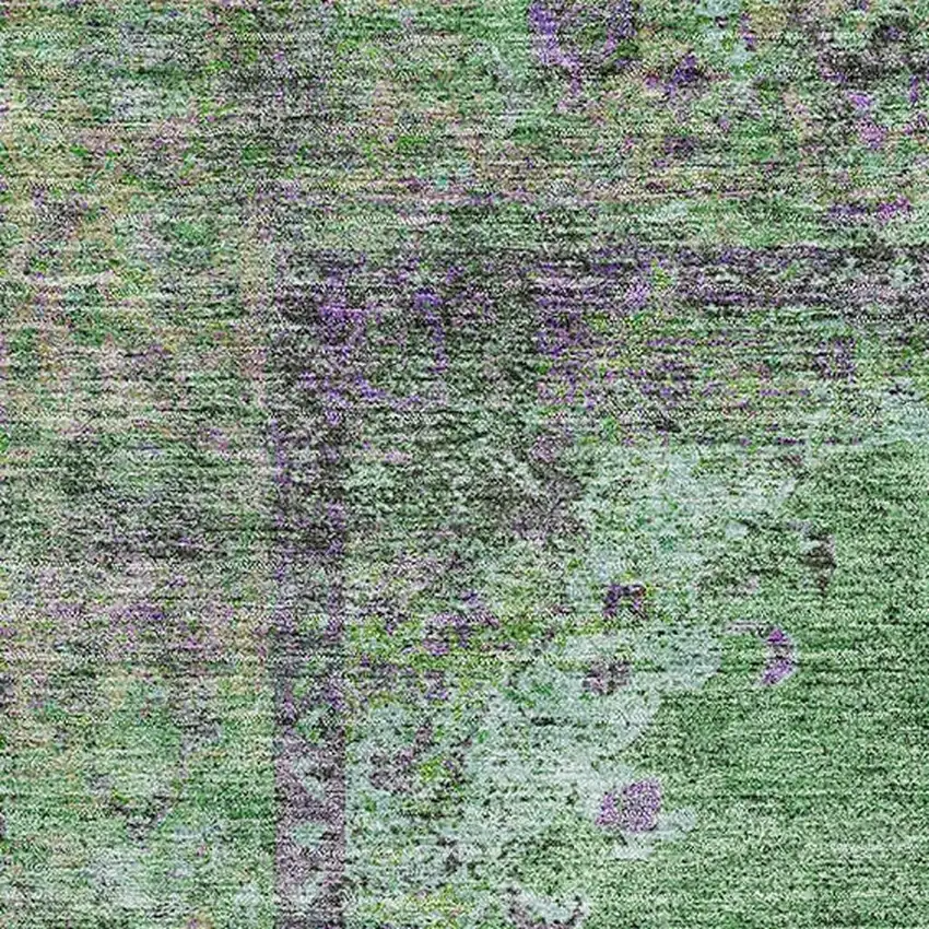 Lime Green And Purple Medallion Washable Area Rug With UV Protection Photo 3