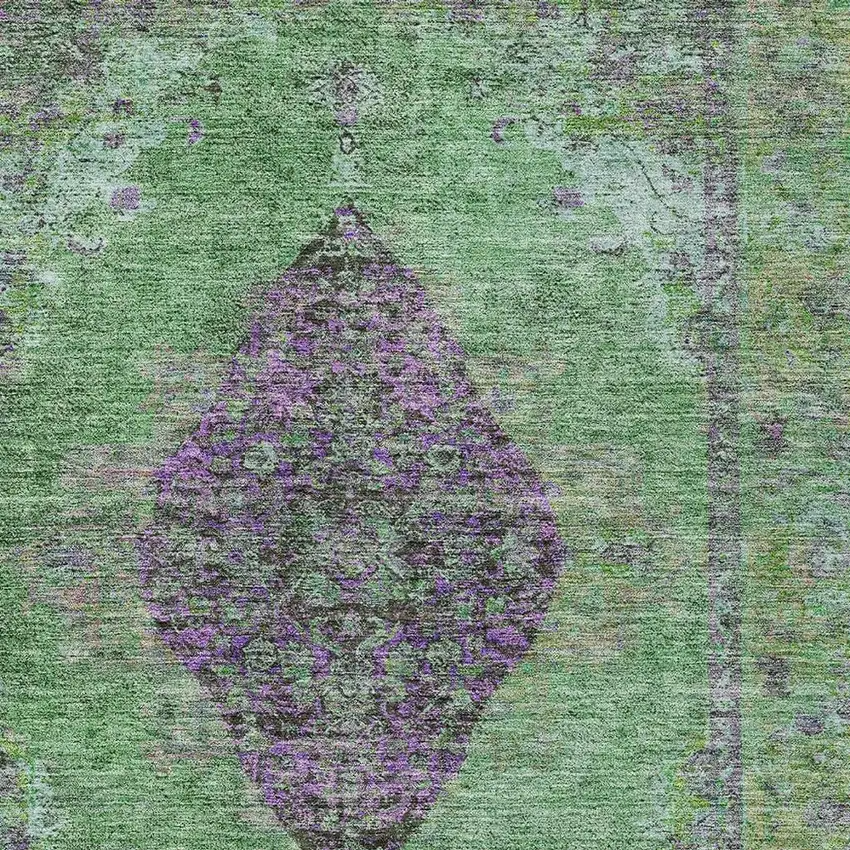 Lime Green And Purple Medallion Washable Indoor Outdoor Area Rug Photo 3