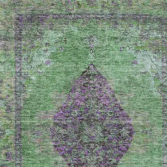 Lime Green And Purple Medallion Washable Indoor Outdoor Area Rug Photo 4
