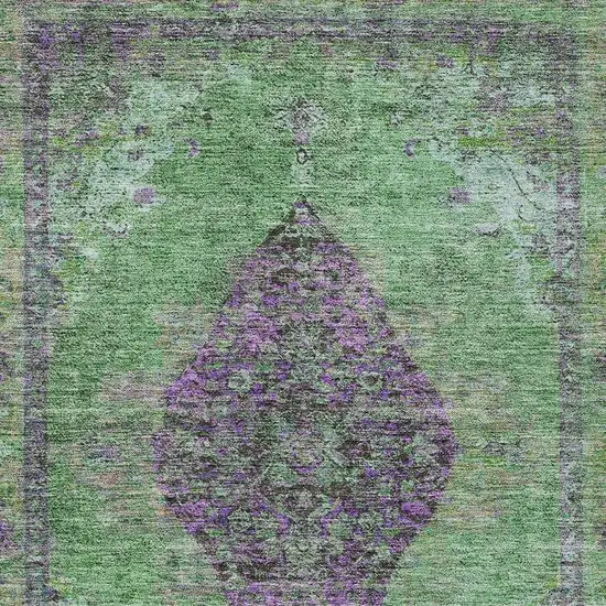 Lime Green And Purple Medallion Washable Indoor Outdoor Area Rug Photo 3