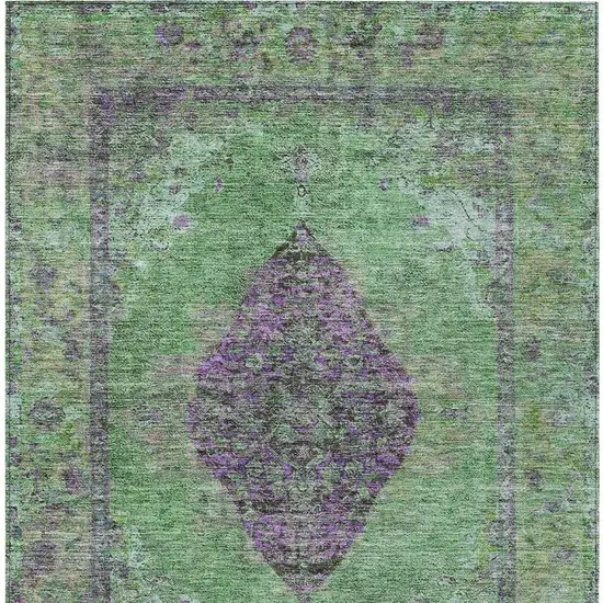 Lime Green And Purple Medallion Washable Indoor Outdoor Area Rug Photo 4