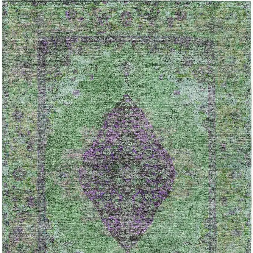 Lime Green And Purple Medallion Washable Indoor Outdoor Area Rug Photo 9