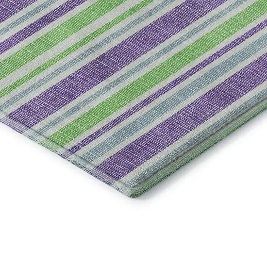 Lime Green And Purple Striped Washable Area Rug With UV Protection Photo 7