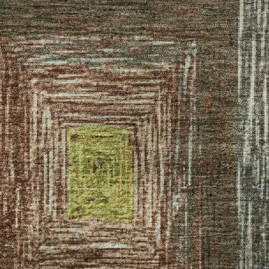 Lime Green Blue And Brown Geometric Washable Area Rug With UV Protection Photo 8