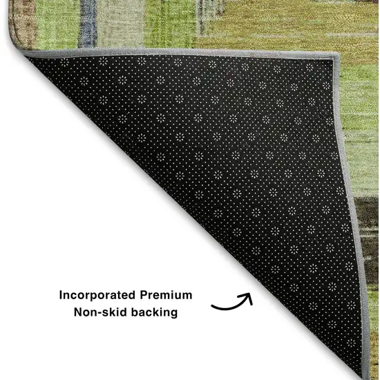 Lime Green Blue And Brown Geometric Washable Area Rug With UV Protection Photo 7