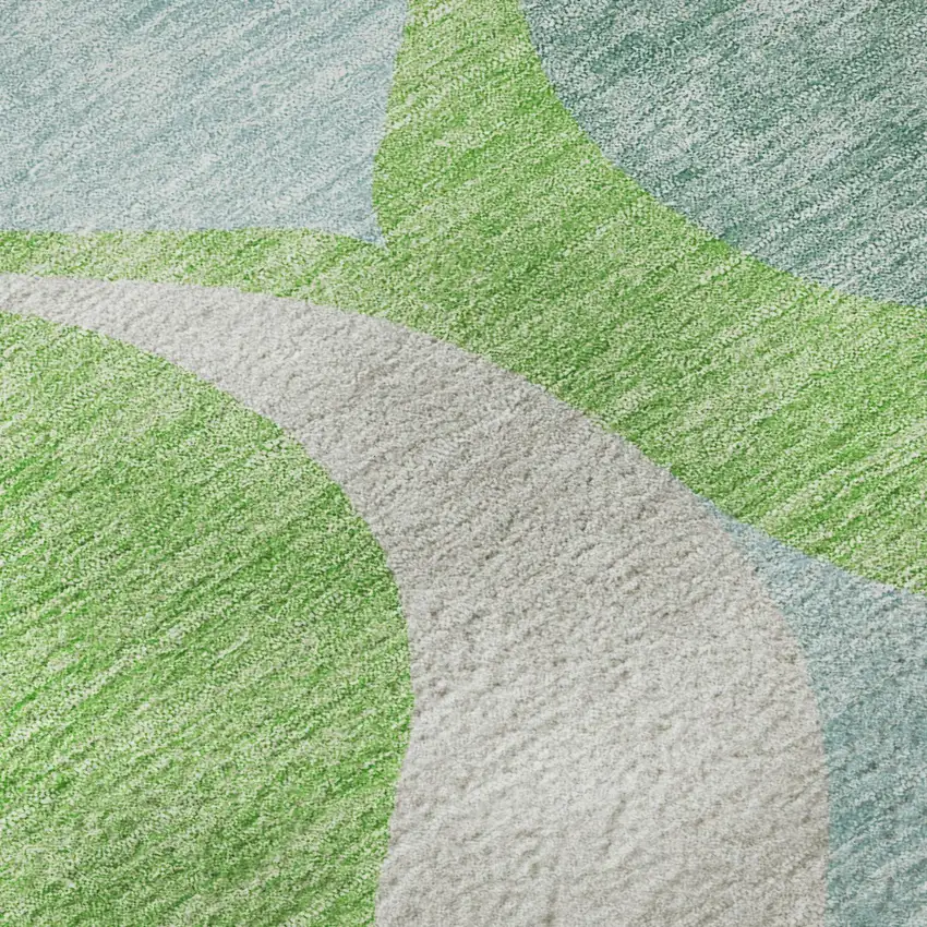 Lime Green Blue And Ivory Ogee Washable Area Rug With UV Protection Photo 8