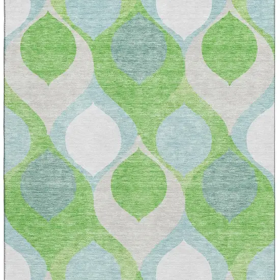 Lime Green Blue And Ivory Ogee Washable Area Rug With UV Protection Photo 4