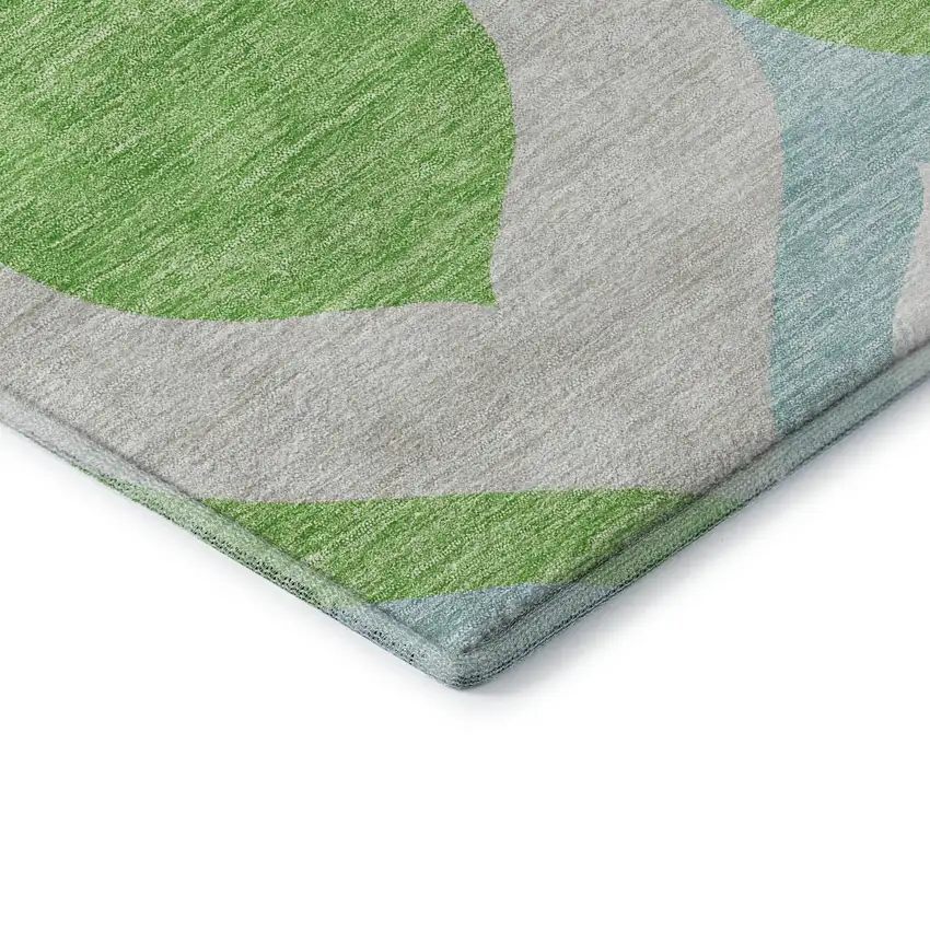 Lime Green Blue And Ivory Ogee Washable Area Rug With UV Protection Photo 7