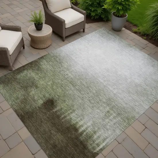 Lime Green Brown And Beige Abstract Washable Indoor Outdoor Area Rug Photo 7