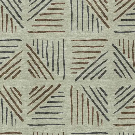 Lime Green Brown And Gray Geometric Washable Indoor Outdoor Area Rug Photo 2