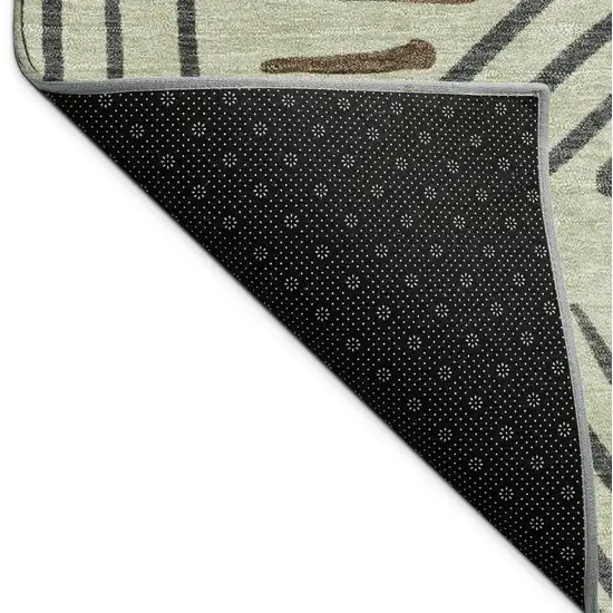 Lime Green Brown And Gray Geometric Washable Indoor Outdoor Area Rug Photo 8