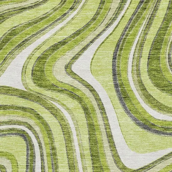 Lime Green Charcoal And Ivory Marble Washable Area Rug With UV Protection Photo 3