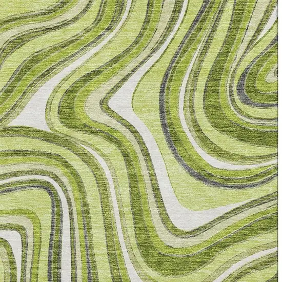 Lime Green Charcoal And Ivory Marble Washable Area Rug With UV Protection Photo 4