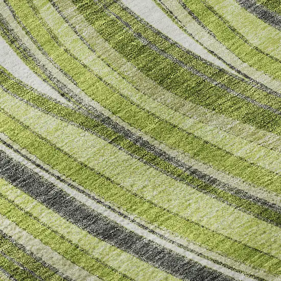 Lime Green Charcoal And Ivory Marble Washable Area Rug With UV Protection Photo 9