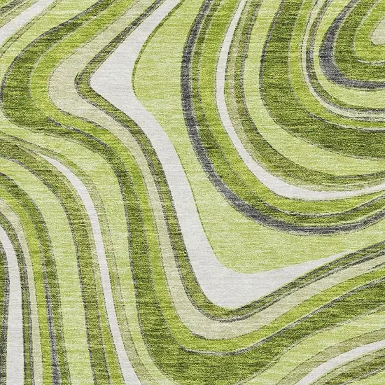 Lime Green Charcoal And Ivory Marble Washable Area Rug With UV Protection Photo 3