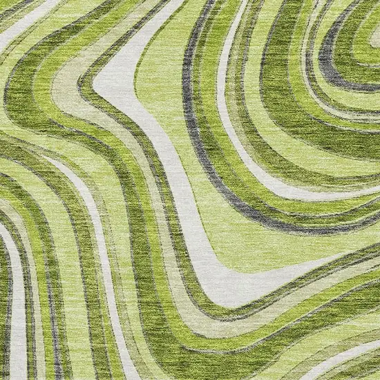 Lime Green Charcoal And Ivory Marble Washable Area Rug With UV Protection Photo 3