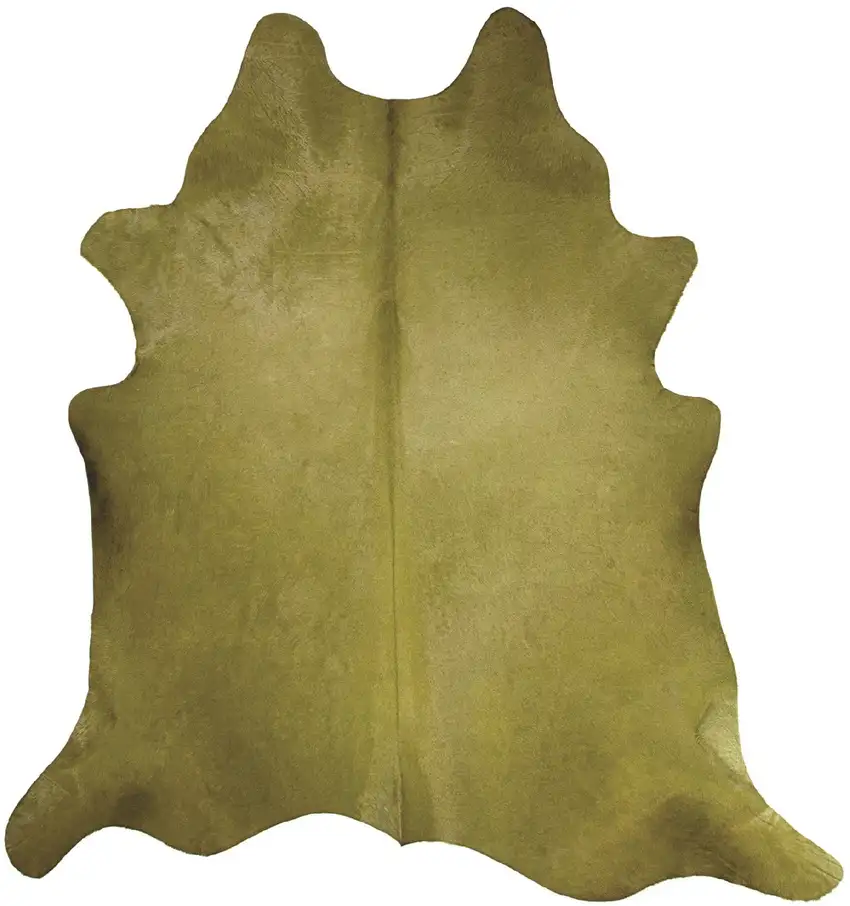 Lime Green Cowhide Hand Knotted Area Rug Photo 1