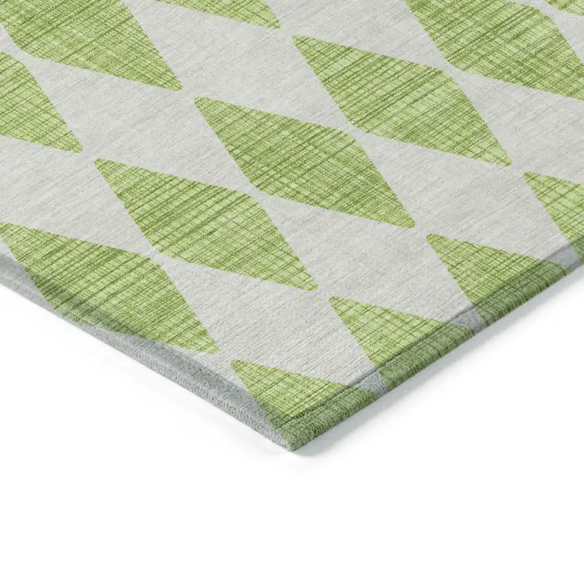 Lime Green And Ivory Geometric Washable Indoor Outdoor Area Rug Photo 4
