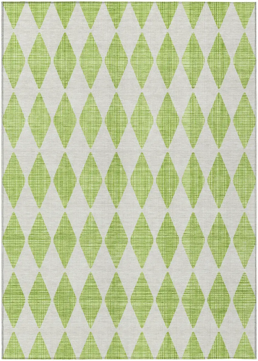 Lime Green Geometric Washable Indoor Outdoor Area Rug Photo 2