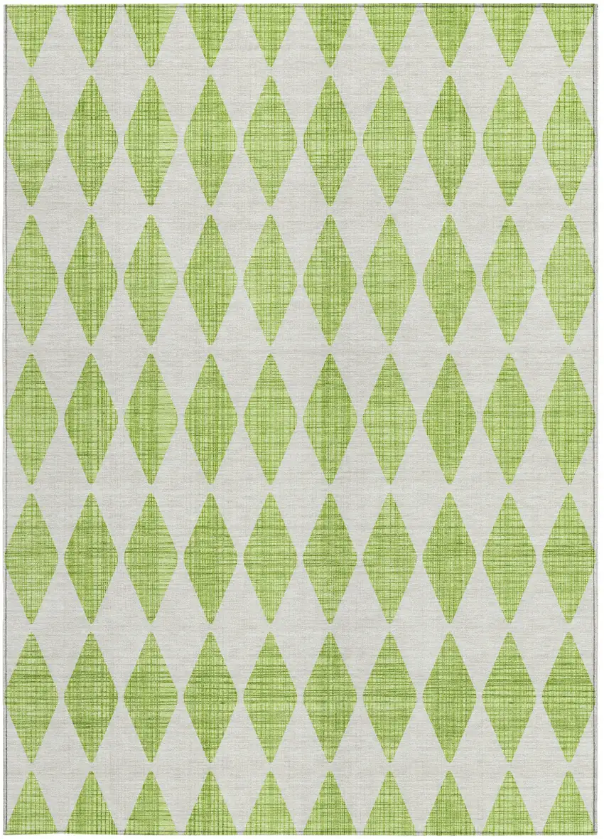 Lime Green Geometric Washable Indoor Outdoor Area Rug Photo 6