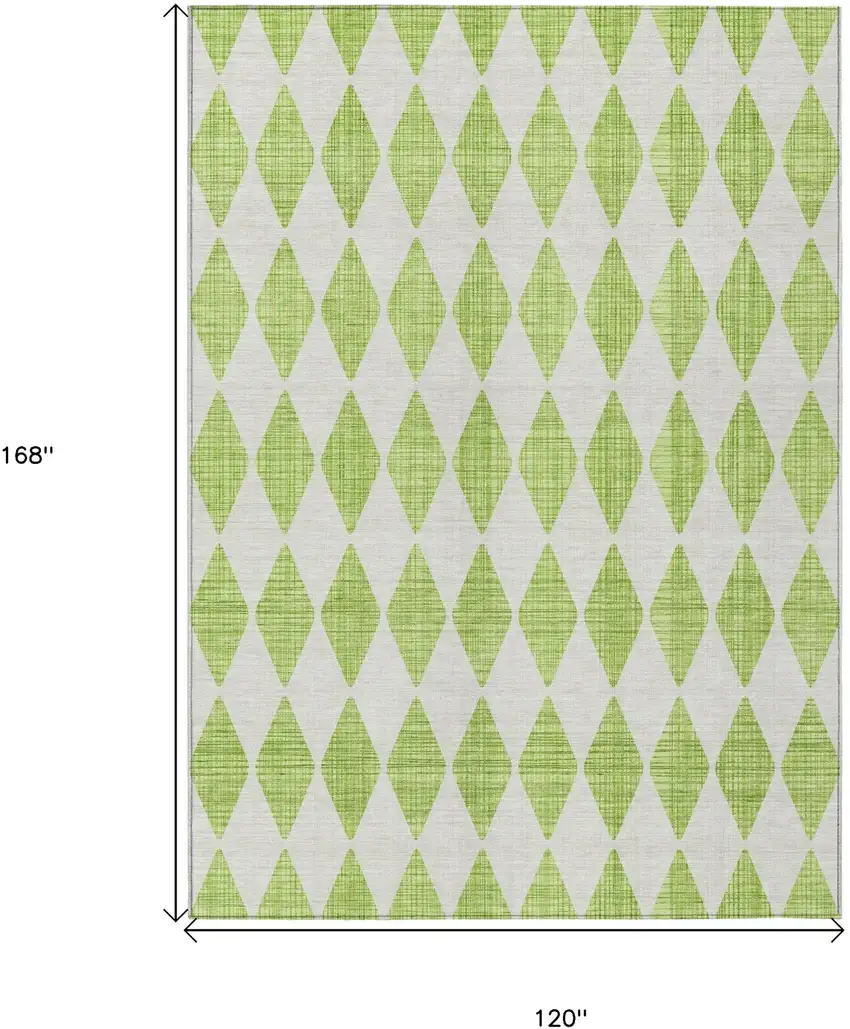 Lime Green Geometric Washable Indoor Outdoor Area Rug Photo 3