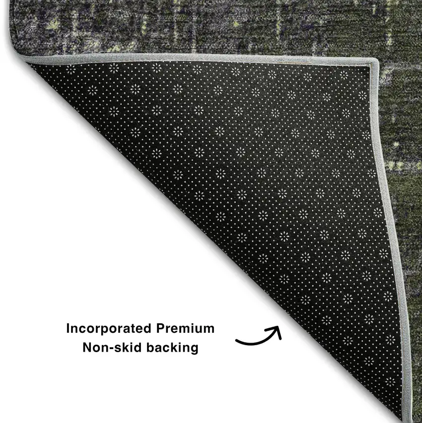 Lime Green Gray And Charcoal Ombre Washable Area Rug With UV Protection Photo 6