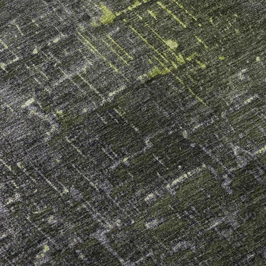 Lime Green Gray And Charcoal Ombre Washable Area Rug With UV Protection Photo 9