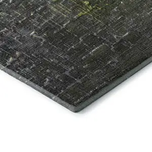 Photo of Lime Green Gray And Charcoal Ombre Washable Area Rug With UV Protection